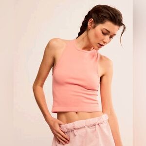 NWT Free People Intimately Hayley Racerback Brami Peachy Pink Papaya XS/S Ribbed